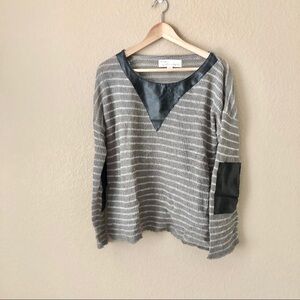 Vintage havana striped elbow patch sweater